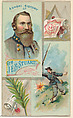 A Short History: General James Ewell Brown Stuart, from the Histories of Generals series (N114) issued by W. Duke, Sons & Co. to promote Honest Long Cut Smoking and Chewing Tobacco, W. Duke, Sons & Co. American, Commercial color lithograph