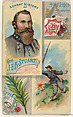 A Short History: General James Ewell Brown Stuart, from the Histories of Generals series (N114) issued by W. Duke, Sons & Co. to promote Honest Long Cut Smoking and Chewing Tobacco, W. Duke, Sons & Co. American, Commercial color lithograph