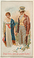 Dost Thou Love Me Sister Ruth?, from the Illustrated Songs series (N116) issued by W. Duke, Sons & Co. to promote Honest Long Cut Tobacco, W. Duke, Sons & Co. American, Commercial color lithograph