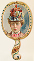 Hand mirror with woman in floral hat with blue ribbont, from the Novelties series (N122) issued by Gail & Ax Tobacco to promote Navy Long Cut, Gail & Ax Tobacco, Commercial color lithograph