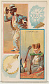 Caricatured figures / Bright's Disease / A Minstrel's Lay, from the Jokes series (N118) issued by Duke Sons & Co. to promote Honest Long Cut Tobacco, W. Duke, Sons & Co. American, Commercial color lithograph
