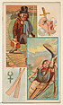 The Drama is Making Long Strides / O'er an Oar, from the Jokes series (N118) issued by Duke Sons & Co. to promote Honest Long Cut Tobacco, W. Duke, Sons & Co. American, Commercial color lithograph