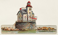Stratford Shoal, from the Lighthouses series (N119) issued by Duke Sons & Co. to promote Honest Long Cut Tobacco, W. Duke, Sons & Co.  American, Commercial color lithograph
