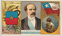 J. M. Balmaceda, President of Chili, from the Rulers, Flags, and Coats of Arms series (N126-1) issued by W. Duke, Sons & Co., W. Duke, Sons & Co. American, Commercial color lithograph