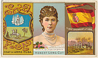 Maria, Queen of Spain, from the Rulers, Flags, and Coats of Arms series (N126-1) issued by W. Duke, Sons & Co., W. Duke, Sons & Co. American, Commercial color lithograph