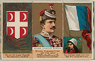 Milan I, King of Servia, from the Rulers, Flags, and Coats of Arms series (N126-2) issued by W. Duke, Sons & Co., Issued by W. Duke, Sons &amp; Co. (New York and Durham, N.C.), Commercial color lithograph