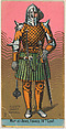 Man-at-Arms, France, 14th Century, from the Military Series (N224) issued by Kinney Tobacco Company to promote Sweet Caporal Cigarettes, Kinney Brothers Tobacco Company American, Commercial color lithograph