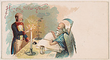 Happy New Year 1890, from the New Years 1890 series (N227) issued by Kinney Bros., Kinney Brothers Tobacco Company American, Commercial color lithograph