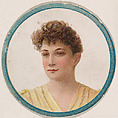 Portrait of woman, from the Novelties series (N228, Type 2) issued by Kinney Bros., Kinney Brothers Tobacco Company  American, Commercial color lithograph