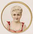 Portrait of woman, from the Novelties series (N228, Type 2) issued by Kinney Bros., Kinney Brothers Tobacco Company  American, Commercial color lithograph