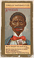 African, from Types of Nationalities (N240) issued by Kinney Bros., Kinney Brothers Tobacco Company  American, Commercial color lithograph