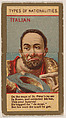 Italian, from Types of Nationalities (N240) issued by Kinney Bros., Kinney Brothers Tobacco Company  American, Commercial color lithograph