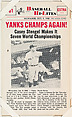 Yanks Champs Again! #61 from Nu-Card Baseball Hi-Lites series (W460), Nu-Card, Inc., Commercial photolithograph