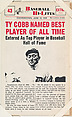 Ty Cobb #43 from Nu-Card Baseball Hi-Lites series (W460), Nu-Card, Inc., Commercial photolithograph