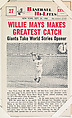 Willie Mays #27 from Nu-Card Baseball Hi-Lites series (W460), Nu-Card, Inc., Commercial photolithograph