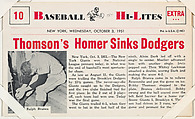 Bobby Thomson #10 from Nu-Card Baseball Hi-Lites series (W460), Nu-Card, Inc., Commercial photolithograph