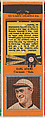 Earl Adams, Cincinnati Reds, from the Baseball Players Match Cover design series (U1) issued by Diamond Match Company, The Diamond Match Company American, Printed matchbook
