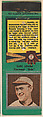 Earl Adams, Cincinnati Reds, from the Baseball Players Match Cover design series (U1) issued by Diamond Match Company, The Diamond Match Company  American, Printed matchbook