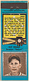 Ray Berres, Brooklyn Dodgers, from the Baseball Players Match Cover design series (U1) issued by Diamond Match Company, The Diamond Match Company American, Printed matchbook