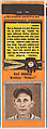 Ray Berres, Brooklyn Dodgers, from the Baseball Players Match Cover design series (U1) issued by Diamond Match Company, The Diamond Match Company American, Printed matchbook