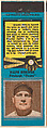 Ralph Birkofer, Pittsburgh Pirates, from the Baseball Players Match Cover design series (U1) issued by Diamond Match Company, The Diamond Match Company American, Printed matchbook
