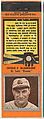 George F. Blaeholder, St. Louis Browns, from the Baseball Players Match Cover design series (U1) issued by Diamond Match Company, The Diamond Match Company American, Printed matchbook