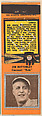 Jim Bottomley, Cincinnati Reds, from the Baseball Players Match Cover design series (U1) issued by Diamond Match Company, The Diamond Match Company American, Printed matchbook