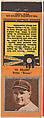 Ed. Brandt, Boston Braves, from the Baseball Players Match Cover design series (U1) issued by Diamond Match Company, The Diamond Match Company American, Printed matchbook