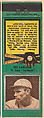 Tex Carleton, St. Louis Cardinals, from the Baseball Players Match Cover design series (U1) issued by Diamond Match Company, The Diamond Match Company American, Printed matchbook