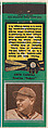 Owen Carroll, Brooklyn Dodgers, from the Baseball Players Match Cover design series (U1) issued by Diamond Match Company, The Diamond Match Company  American, Printed matchbook