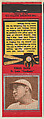 Virgil Davis, St. Louis Cardinals, from the Baseball Players Match Cover design series (U1) issued by Diamond Match Company, The Diamond Match Company  American, Printed matchbook