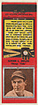Elwood G. English, Chicago Cubs, from the Baseball Players Match Cover design series (U1) issued by Diamond Match Company, The Diamond Match Company  American, Printed matchbook