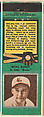 Irving Hadley, St. Louis Braves, from the Baseball Players Match Cover design series (U1) issued by Diamond Match Company, The Diamond Match Company American, Printed matchbook