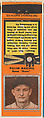 William McKechnie, Boston Braves, from the Baseball Players Match Cover design series (U1) issued by Diamond Match Company, The Diamond Match Company  American, Printed matchbook