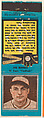Jim Mooney, St. Louis Cardinals, from the Baseball Players Match Cover design series (U1) issued by Diamond Match Company, The Diamond Match Company  American, Printed matchbook