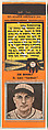Jim Mooney, St. Louis Cardinals, from the Baseball Players Match Cover design series (U1) issued by Diamond Match Company, The Diamond Match Company  American, Printed matchbook