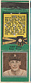 Randy Moore, Boston Braves, from the Baseball Players Match Cover design series (U1) issued by Diamond Match Company, The Diamond Match Company  American, Printed matchbook