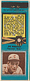 Joe Morrissey, Cincinnati Reds, from the Baseball Players Match Cover design series (U1) issued by Diamond Match Company, The Diamond Match Company  American, Printed matchbook