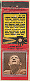 Glenn Myatt, Cleveland Indians, from the Baseball Players Match Cover design series (U1) issued by Diamond Match Company, The Diamond Match Company  American, Printed matchbook