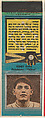 Henry Oana, Philadelphia Phillies, from the Baseball Players Match Cover design series (U1) issued by Diamond Match Company, The Diamond Match Company  American, Printed matchbook