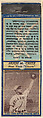 Hugh M. Critz, New York Giants, from the Baseball Players Match Cover design series (U3) issued by Diamond Match Company, The Diamond Match Company  American, Printed matchbook