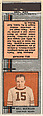 Bill Buckler, Chicago Bears, from the Football Players Match Cover design series (U5) issued by Diamond Match Company, The Diamond Match Company American, Printed matchbook
