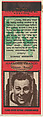 Harrison Francis, Chicago Bears, from the Football Players Match Cover design series (U7) issued by Diamond Match Company, The Diamond Match Company  American, Printed matchbook