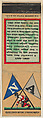 Army - Navy from Traditional College Rivals (Football) Match Cover design series (U8) issued by Diamond Match Company, The Diamond Match Company  American, Printed matchbook