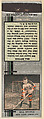 Bill Brydge, New York Americans, from Silver Hockey Players Match Cover design series (U9) issued by Diamond Match Company, The Diamond Match Company  American, Printed matchbook
