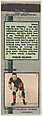 Martin Burke, Canadiens, from Silver Hockey Players Match Cover design series (U9) issued by Diamond Match Company, The Diamond Match Company  American, Printed matchbook
