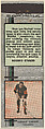 Gerald Carson, Canadiens, from Silver Hockey Players Match Cover design series (U9) issued by Diamond Match Company, The Diamond Match Company  American, Printed matchbook