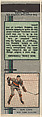 Bun Cook, New York Rangers, from Silver Hockey Players Match Cover design series (U9) issued by Diamond Match Company, The Diamond Match Company  American, Printed matchbook