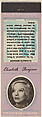 Elizabeth Bergner from Movie Stars Match Cover design series (U21) issued by Diamond Match Company, The Diamond Match Company American, Printed matchbook
