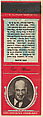 Eric Blore from Movie Stars Match Cover design series (U21) issued by Diamond Match Company, The Diamond Match Company American, Printed matchbook